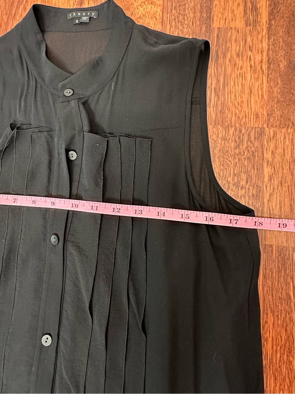Theory Black Silk Shirt Pleated sleeveless dropped waist mini dress. Luxury. 6 - Picture 12 of 13
